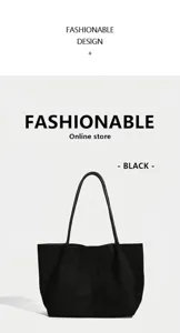 Detailed macro view of a large black vintage suede tote bag designed for stylish commuting