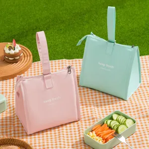 Borsa termica per il pranzo in PU di grande capacità rosa e verde per picnic all'aperto