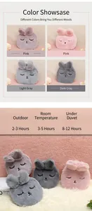 Cute rabbit fur plush hot water bottles in various colors with long heat retention