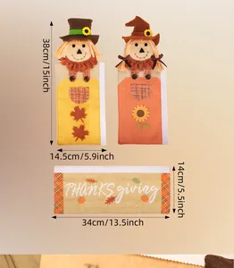 Scarecrow Thanksgiving refrigerator handle covers set with detailed size measurements