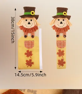 Dimensions détaillées des protège-poignées de réfrigérateur épouvantail de fête.