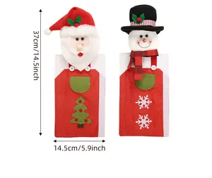 Gedetailleerde afmetingen voor kerstkoelkastgreepafdekkingen met de Kerstman en Sneeuwpop