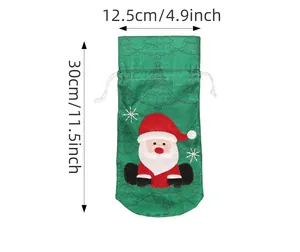 Christmas Santa wine bottle gift bag with 12.5cm width and 30cm height dimensions