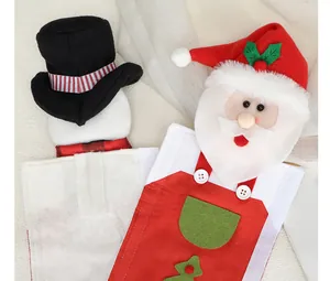Detail view showing the soft felt texture and cute design of Christmas handle covers.
