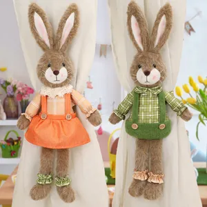 Fermatenda a Forma di Coniglio in Peluche Stile Pastorale Decorativo Coniglio di Pasqua Cartone Animato Cinturino in Velcro