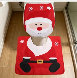 Set copriwater e tappetino coordinato Babbo Natale per decorazioni natalizie festive in bagno