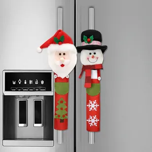 Kerst Koelkast Handgreephoezen Kerstman Sneeuwpop Keukenapparaat Beschermer Feestelijke Stof Oven Handgreep Wrap