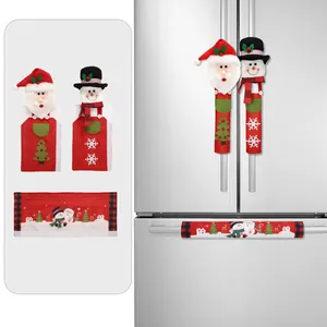 Christmas Refrigerator Handle Covers Santa Snowman 3D Design Fridge Protector Home Kitchen Seasonal Decor Holiday Ornaments