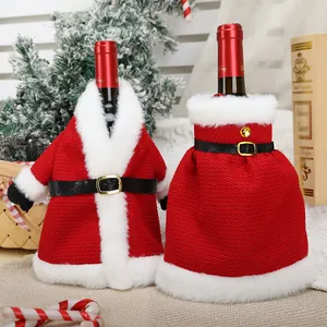 Christmas Wine Bottle Decoration Creative Red Wine Bottle Clothes Dress For Christmas Dinner Table Party Home Holiday Gift