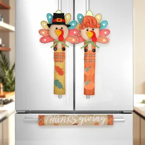 Thanksgiving Turkey Refrigerator Handle Covers Polyester Kitchen Oven Microwave Handle Protectors Autumn Home Decor