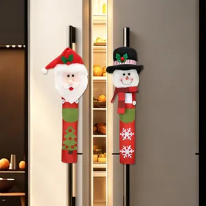 Kerst koelkast handgreephoezen met kerstman en sneeuwpop voor feestelijke keuken decoratie