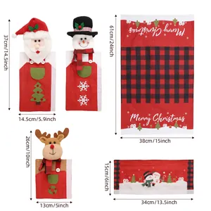 Creative cartoon Christmas refrigerator handle covers set for festive home kitchen decor