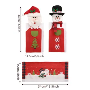 Set of Christmas Santa and Snowman refrigerator handle covers with detailed dimensions