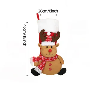 Calza di Natale con renna da 18 pollici per decorazioni festive e sacchetto regalo