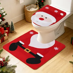Copriwater e tappetino natalizio con motivo Babbo Natale per decorazione festiva del bagno