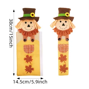 Thanksgiving scarecrow refrigerator handle covers for kitchen decor, size 15 x 5.9 inches