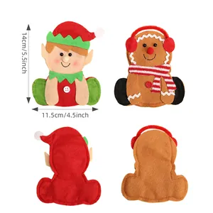 Porte-couverts de Noël en feutre avec motifs lutin et bonhomme de pain d'épices
