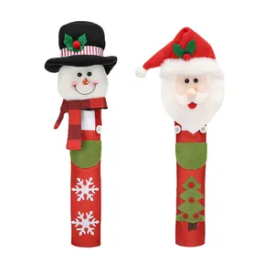 Feestelijke Kerst koelkast handvat covers met Kerstman en sneeuwpop voor keuken decoratie