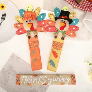 Festive Thanksgiving turkey handle covers for kitchen appliances refrigerator and oven