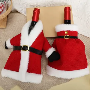 Creative Christmas Santa Claus coat and dress wine bottle covers for festive holiday table decoration