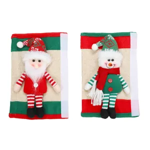 Set di copri maniglie per frigorifero natalizi con figure di Babbo Natale e pupazzo di neve