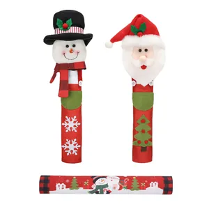 Set of three cute Christmas themed refrigerator handle covers with Santa and Snowman designs
