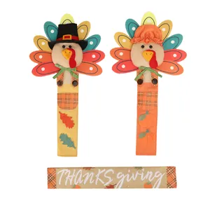 Thanksgiving turkey refrigerator handle covers set for kitchen appliance decoration
