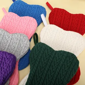 Chaussettes de Noël en tricot torsadé en forme de cœur sacs cadeaux couleurs variées