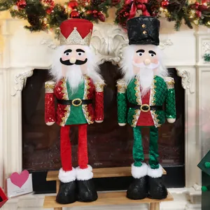 Festive plush Christmas nutcracker soldier and king figures for holiday home decor