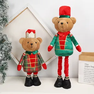 Festive Christmas plush soldier bears in plaid and green outfits for holiday home decor