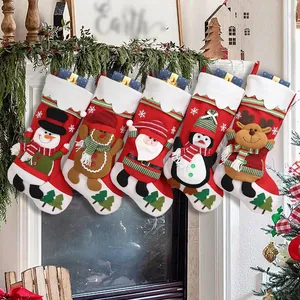Creatieve Cartoon Kerst Cadeau Sok Niet-geweven Stof Hangende Sok Voor Vakantie Thuis Decoratie Kerstman Sneeuwpop Rendier Patroon