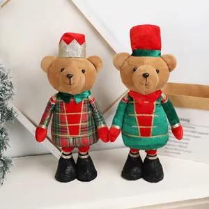 Two festive Christmas soldier teddy bears in nutcracker outfits for holiday home decor