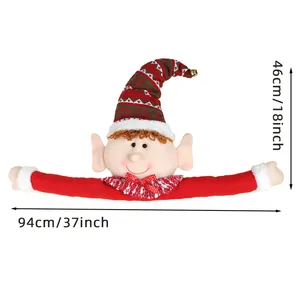 Grande decorazione festiva elfo di Natale per albero con braccia lunghe da 94cm