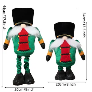 Teleskopische Weihnachtsgnom-Plüschpuppen in Grün und Rot mit genauen Maßangaben