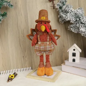 Telescopic Thanksgiving turkey plush doll with wings for home decor