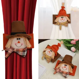 Embrasse de Rideau Épouvantail de Thanksgiving Pour Décor de Salon de Maison Boucle à Carreaux de Récolte d'Automne Accessoires de Fête
