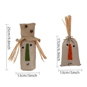 Thanksgiving burlap scarecrow wine bottle covers and gift bags with specific size dimensions