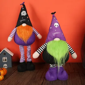 Spooky Halloween gnome plush dolls with colorful beards and telescopic long legs