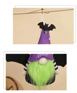 Gedetailleerd overzicht van een Halloween-kabouter met groene baard en vleugels