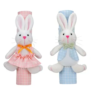 Easter bunny refrigerator handle covers in pink and blue for festive kitchen home decoration