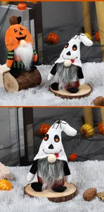 Halloween ghost and pumpkin gnome plush figurines for home festive scene decoration