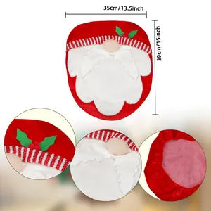 Housse de siège de toilette de gnome de Noël 35x39cm avec détails de texture de tissu