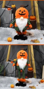 Halloween pluche kabouter met uitschuifbare poten voor diverse decoratieve opstellingen.