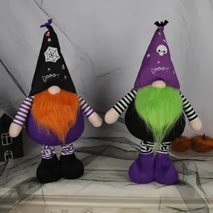 Halloween plush gnome ornaments with long beards and spooky hats