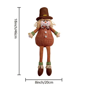 Thanksgiving scarecrow doll decoration with 18-inch height and 8-inch width measurements