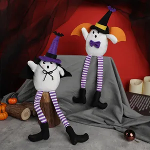Halloween ghost plush dolls with witch hats and long striped legs for party decor