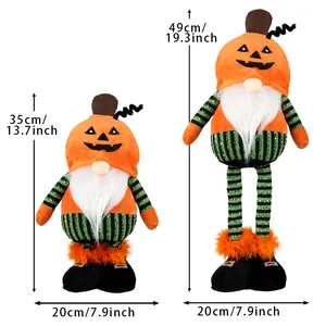 Halloween pompoen kabouter knuffelpop met telescopische poten voor decoratie