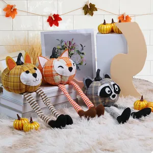 Poupées en peluche citrouille animalière pour Thanksgiving, décoration d'automne