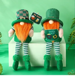 Detailed view of two St. Patrick's Day gnomes with 'I'm Irish' and 'Good Luck' signs