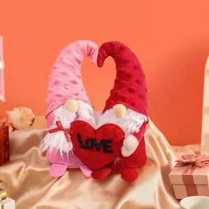 Handmade Faceless Gnome Couple Doll Set With Heart Love Decor Plush Gnome For Valentine's Day Mother's Day Home Decoration Gift Ornament